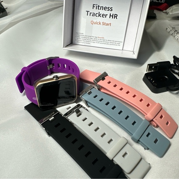 Smart watch NEW in box. Changeable bands included in pink black blue white - Picture 3 of 4